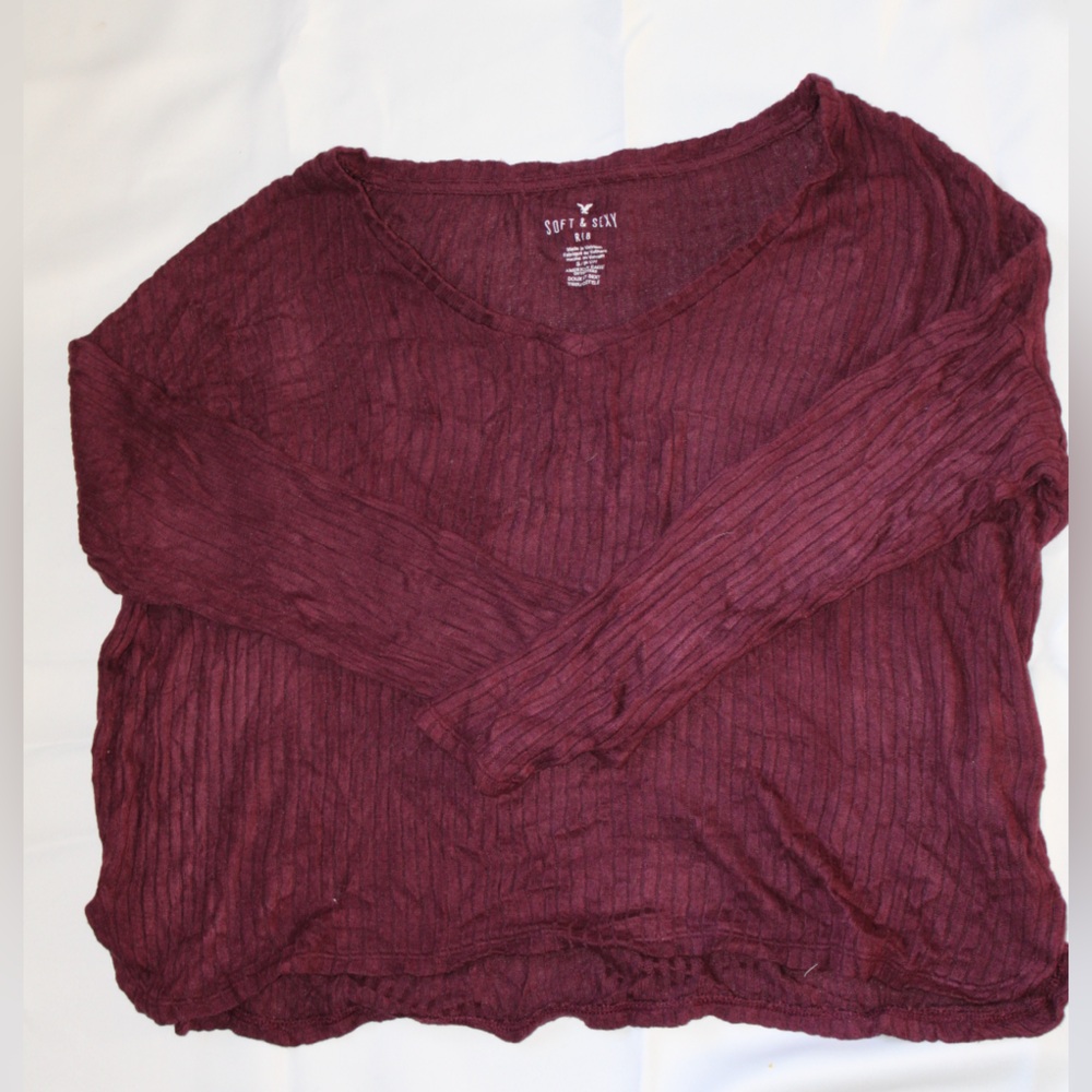 American Eagle Outfitters Maroon Ribbed Top